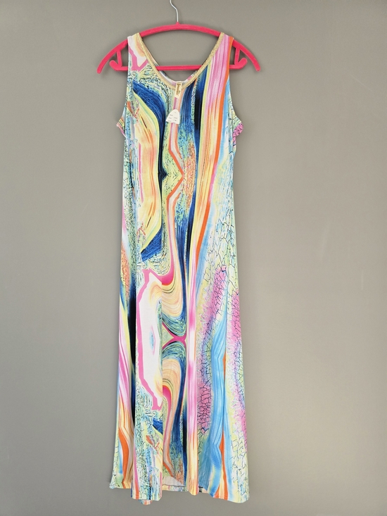 Dresses & Skirts - Sleeveless Multicolor Swirl Maxi Dress